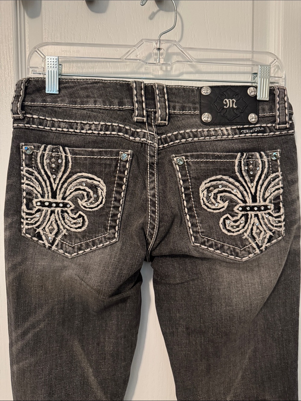 Miss Me Womens 28 Black Washed Boot Jeans with Contrast Stitching - Picture 8 of 13